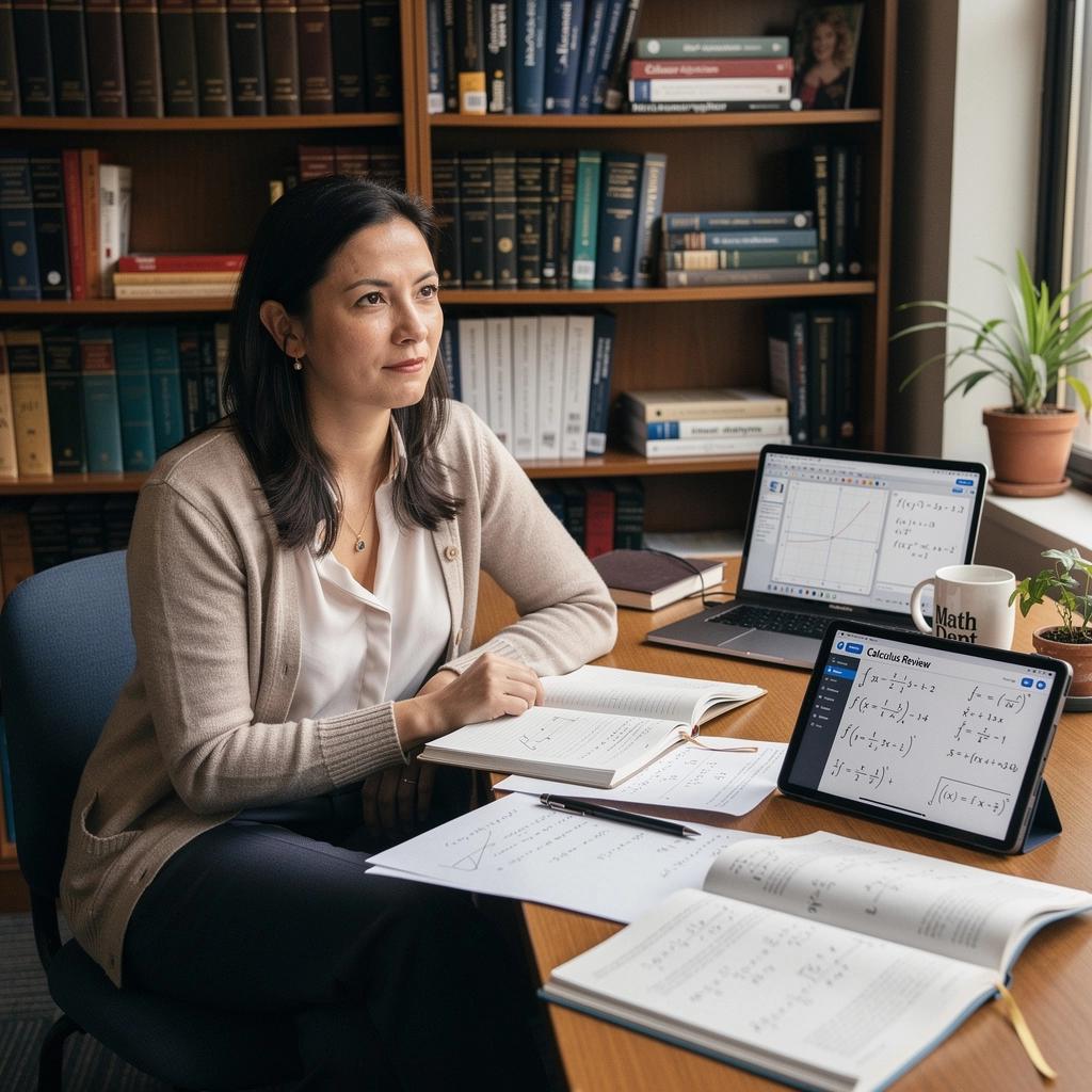 Ein Buch über fortgeschrittene Algebra liegt offen auf einem Tisch.
